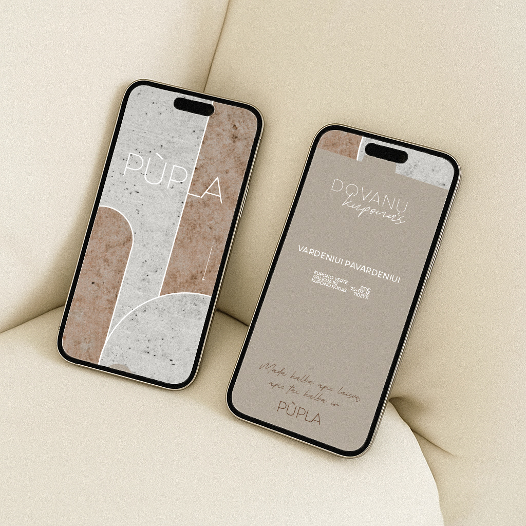 PUPLA dovanu kuponai vizualizacija